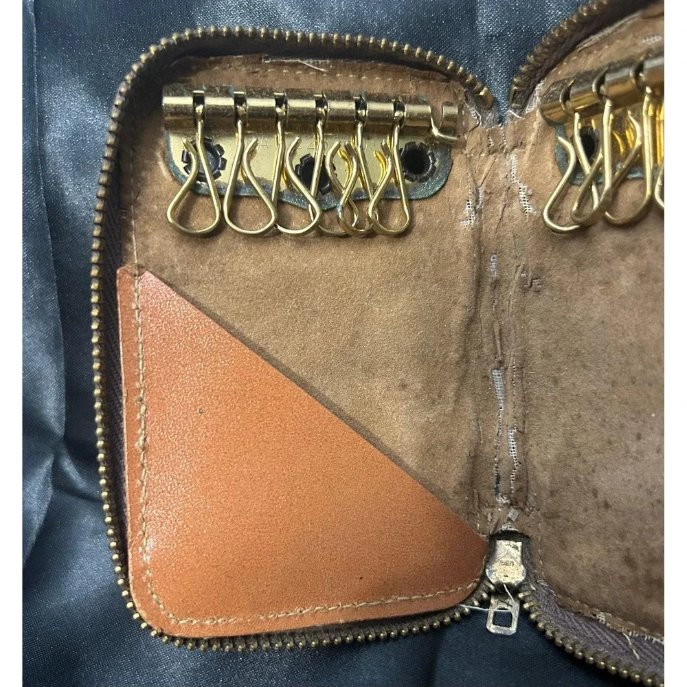 Vintage Kent Leather Key Case Removable Swivel Hooks Original Insert Card & Key